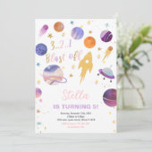 Rocket & Planet Galaxy Thema voor kinderen Kaart (Staand voorkant)