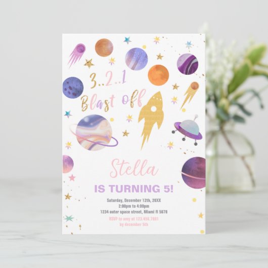 Rocket & Planet Galaxy Thema voor kinderen Kaart (Staand voorkant)