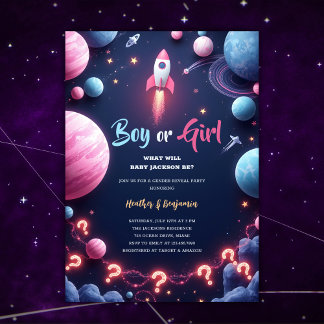 Rocket Planets Outer Space Boy Girl Geslacht onthu Kaart