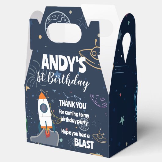 Rocket & Planets Outer Space verjaardagsfeestje Bedankdoosjes (Geopend)