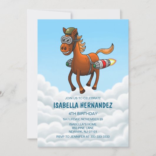 Rocket Pony Verjaardag Kaart (Voorkant)