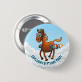 Rocket Pony's verjaardag Ronde Button 5,7 Cm (Voorkant /achterkant)