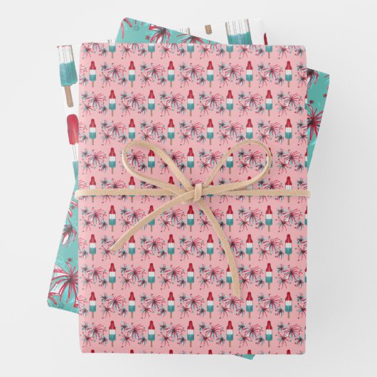 Rocket Pop Popsicle Fireworks, 4de juli patriottis Inpakpapier Vel (In situ)