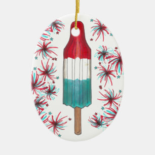 Rocket Pop Popsicle Fireworks Patriotic Julth 4 ju Keramisch Ornament