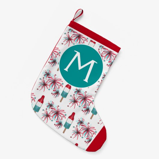 Rocket Pop Popsicle Fireworks Patriotic Julth 4 ju Kleine Kerstsok (Voorkant (Hangend))