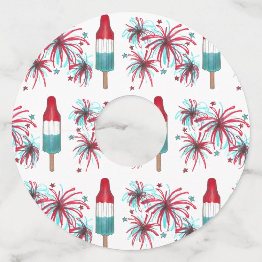 Rocket Pop Popsicle Fireworks Patriotic Julth 4 ju Wijnglaslabel (Voorkant)