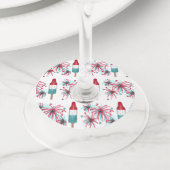 Rocket Pop Popsicle Fireworks Patriotic Julth 4 ju Wijnglaslabel (Dichtbij)