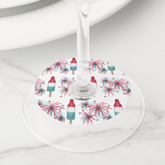 Rocket Pop Popsicle Fireworks Patriotic Julth 4 ju Wijnglaslabel (Dichtbij)