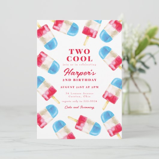 Rocket Pop Zomer Popsicle Twee Koele 2e Verjaardag Kaart (Staand voorkant)