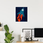 Rocket Postcard Favor Tags Poster (Thuiskantoor)