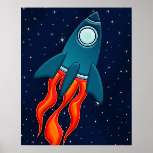 Rocket Postcard Favor Tags Poster (Voorkant)