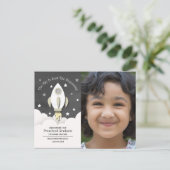Rocket Preschool Graduation Photo Invitation Postc Briefkaart (Staand voorkant)