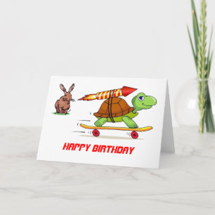 Rocket Propelled Tortoise en Hare Verjaardag Kaart