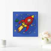 Rocket Red Square Wall klok (Huis)