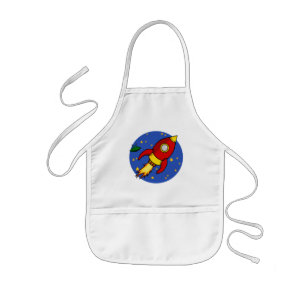 Rocket Red yellow Apron Kinder Schort