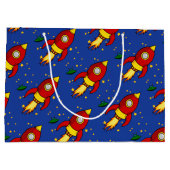 Rocket red yellow Large Glansy Gift Bag Large Cadeautasje (Achterkant)