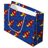 Rocket red yellow Large Glansy Gift Bag Large Cadeautasje (Voorkant Gekanteld)