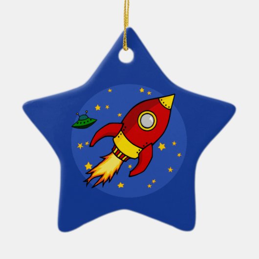 Rocket red yellow Ornament (Voorkant)