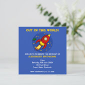 Rocket red yellow Square Birthday Invitation Kaart (Staand voorkant)