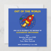 Rocket red yellow Square Birthday Invitation Kaart (Voorkant)