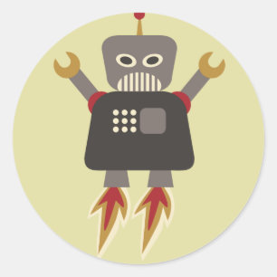 Rocket Robot Round Sticker