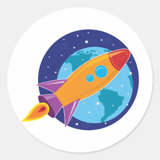Rocket Ronde Sticker (Voorkant)