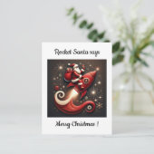Rocket Santa Christmas card Feestdagenkaart (Staand voorkant)