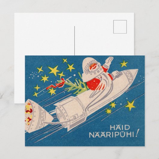 Rocket Santa Holiday Greetings Briefkaart (Voorkant / Achterkant)