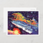 Rocket Santa,  Sovjet nieuwjaarsvakantie Briefkaart (Voorkant / Achterkant)