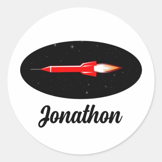 ROCKET Sci Fi  retro Ronde Sticker (Voorkant)