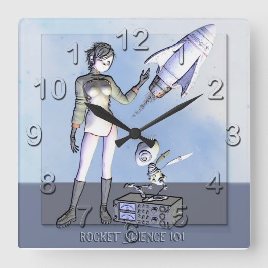 Rocket Science 101 Wall Clock Vierkante Klok (Voorkant)