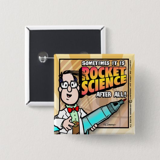 Rocket Science Vierkante Button 5,1 Cm (Voorkant /achterkant)