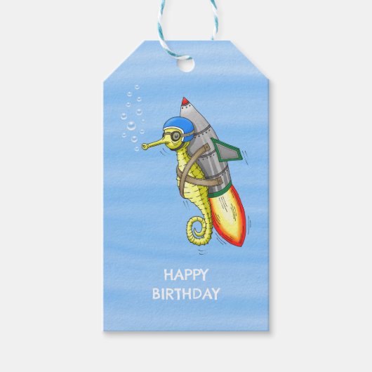 Rocket Seahorse Cadeaulabel (Voorkant)