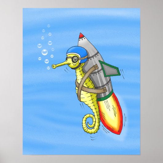 Rocket Seahorse Poster (Voorkant)