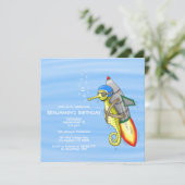 Rocket Seahorse Verjaardagsuitnodiging Kaart (Staand voorkant)