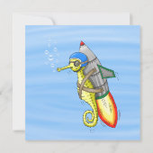 Rocket Seahorse Verjaardagsuitnodiging Kaart (Achterkant)