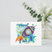Rocket Ship 1st Birthday Tshirts en cadeaus Briefkaart (Staand voorkant)