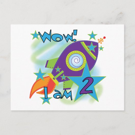 Rocket Ship 2e verjaardag T-shirts en cadeautjes Briefkaart (Voorkant)