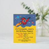 Rocket Ship 3rd Birthday Custom Invitations Kaart (Staand voorkant)