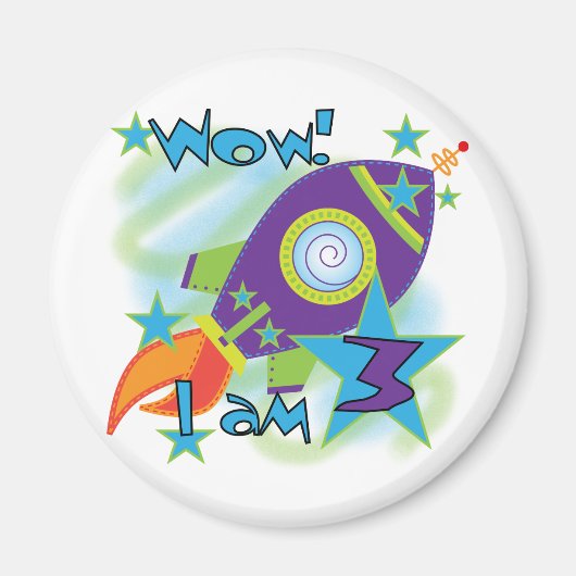 Rocket Ship 3rd Verjaardag T-shirts en geschenken Magneet (Voorkant)