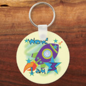 Rocket Ship 3rd Verjaardag T-shirts en geschenken Sleutelhanger (Voorkant)