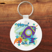 Rocket Ship 3rd Verjaardag T-shirts en geschenken Sleutelhanger (Voorkant)