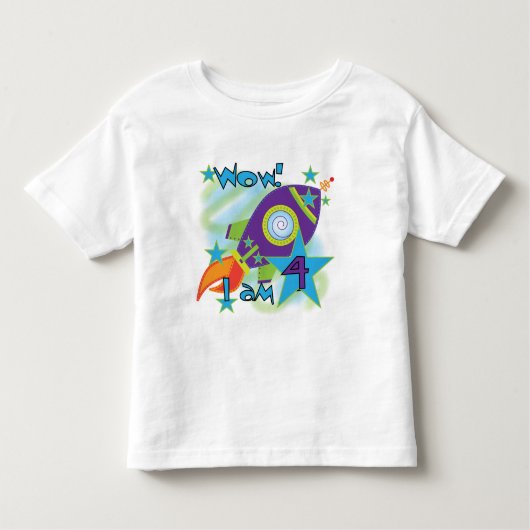 Rocket Ship 4th Birthday T-shirts en geschenken (Voorkant)