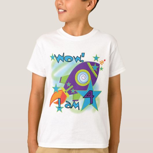 Rocket Ship 4th Birthday T-shirts en geschenken (Voorkant)