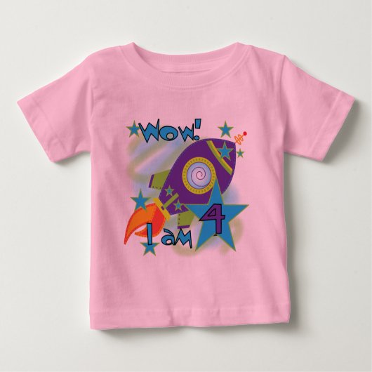 Rocket Ship 4th Birthday T-shirts en geschenken (Voorkant)