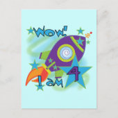 Rocket Ship 4th Birthday T-shirts en geschenken Briefkaart (Voorkant)