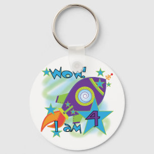 Rocket Ship 4th Birthday T-shirts en geschenken Sleutelhanger