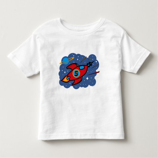 Rocket Ship 5th Birthday Kinder Shirts (Voorkant)