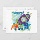 Rocket Ship 5th Birthday T-shirts en cadeautjes Briefkaart (Voorkant / Achterkant)