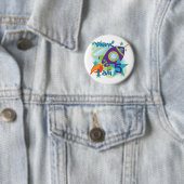 Rocket Ship 5th Birthday T-shirts en cadeautjes Ronde Button 5,7 Cm (In situ)